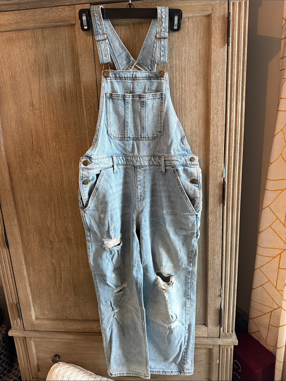 Wild Fable Light Blue Distressed Denim Overalls